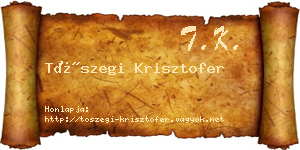 Tószegi Krisztofer névjegykártya